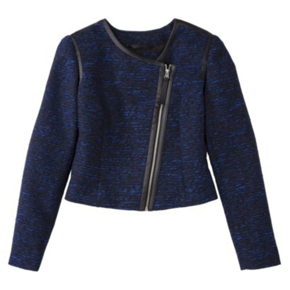 Mossimo | EUC Blue & Black Faux Leather Jacket - Picture 1 of 8